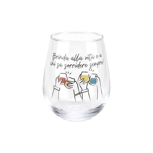 SET 6 BICCHIERI IN VETRO CON DECORO BRINDA ALLA VITA WALD