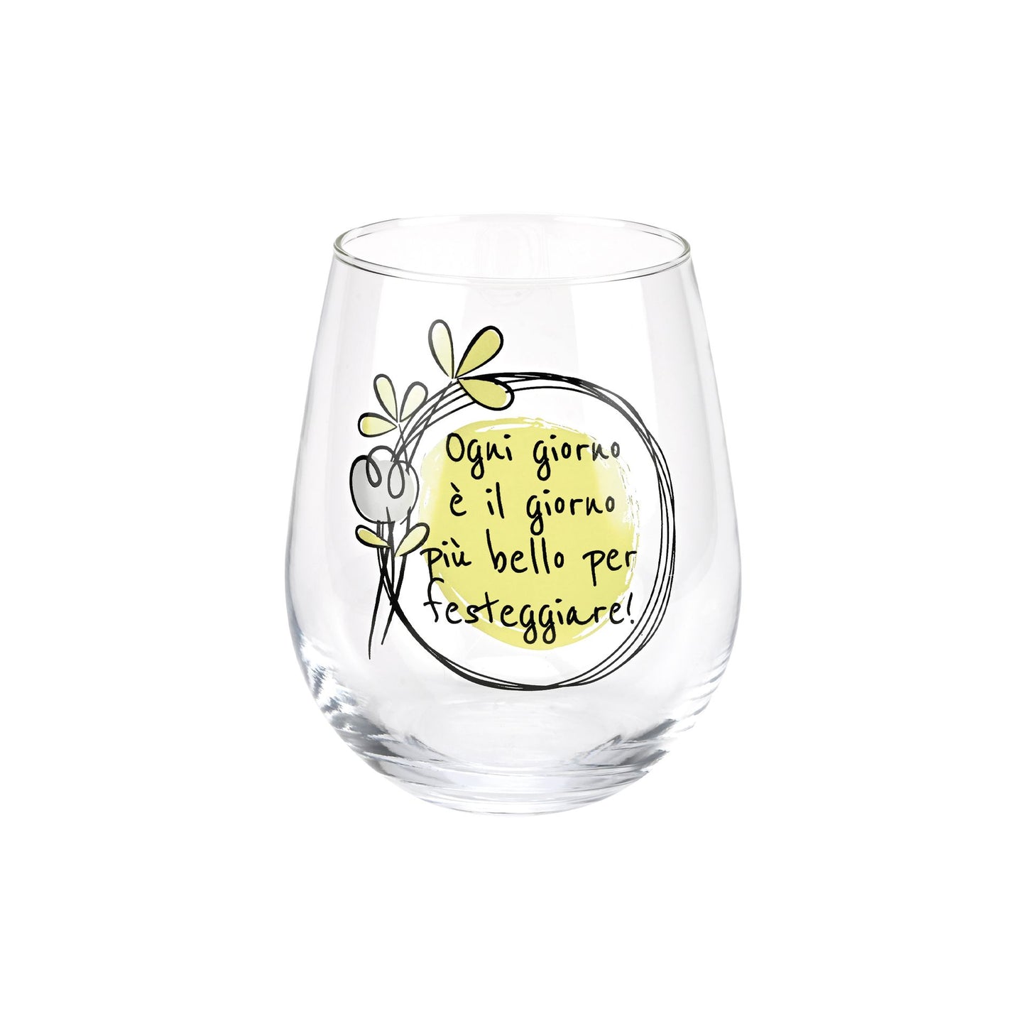 SET 6 BICCHIERI IN VETRO CON DECORO OGNI GIORNO PIENO WALD