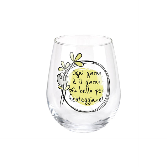 SET 6 BICCHIERI IN VETRO CON DECORO OGNI GIORNO PIENO WALD