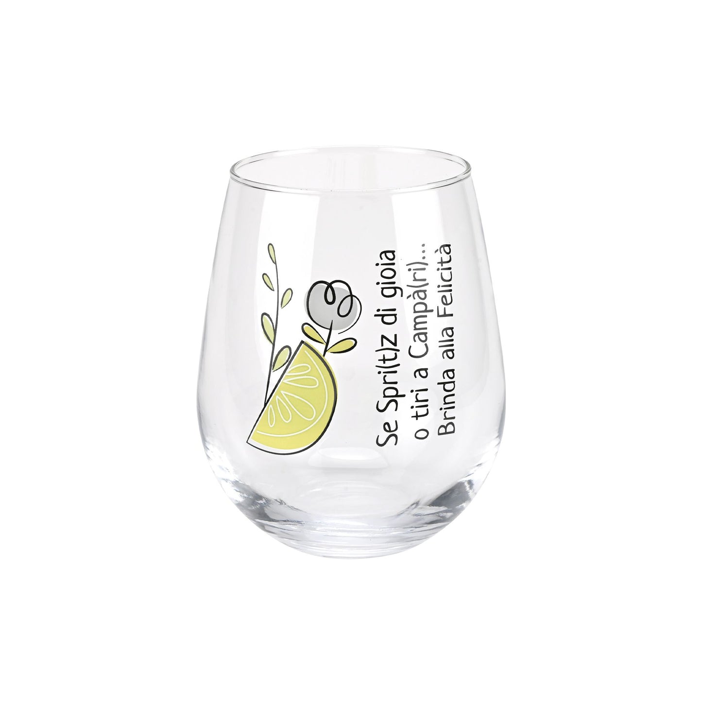 SET 6 BICCHIERI IN VETRO CON DECORO BRINDA ALLA VITA WALD