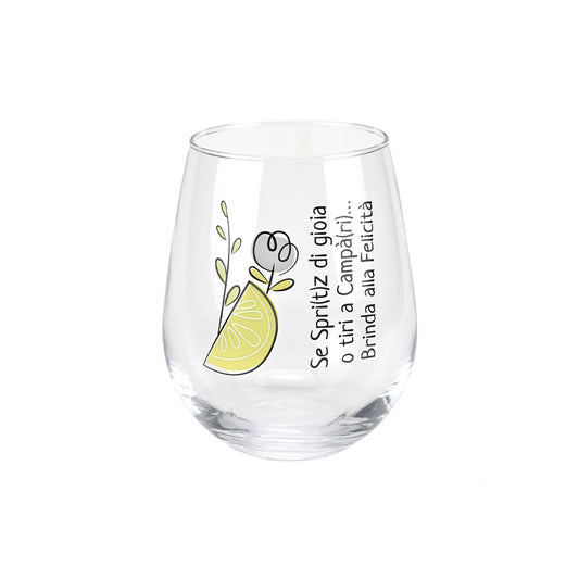 SET 6 BICCHIERI IN VETRO CON DECORO BRINDA ALLA VITA WALD