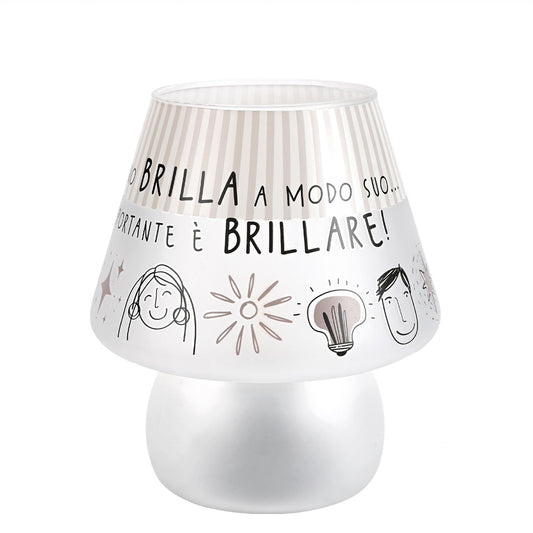 LAMPADA IN VETRO A BATTERIA CON  LED INCLUSO DECORO MINIMAL WALD