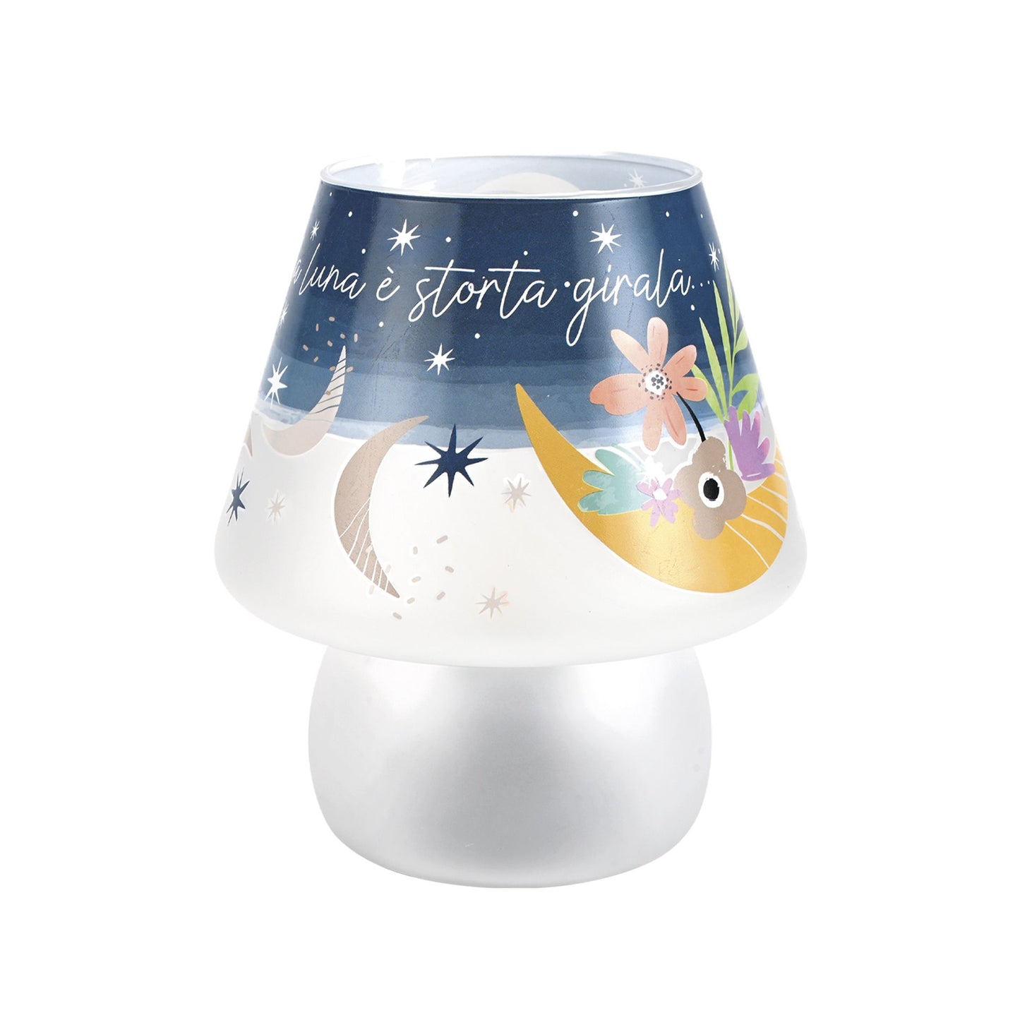 LAMPADA IN VETRO A BATTERIA CON  LED INCLUSO DECORO RISI E SORRISI WALD