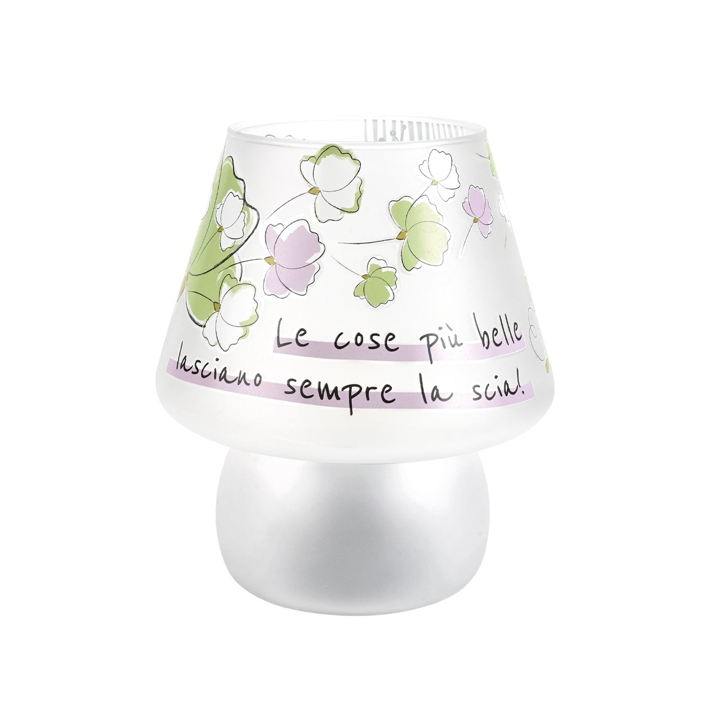 LAMPADA IN VETRO A BATTERIA CON  LED INCLUSO DECORO NATURAL WALD