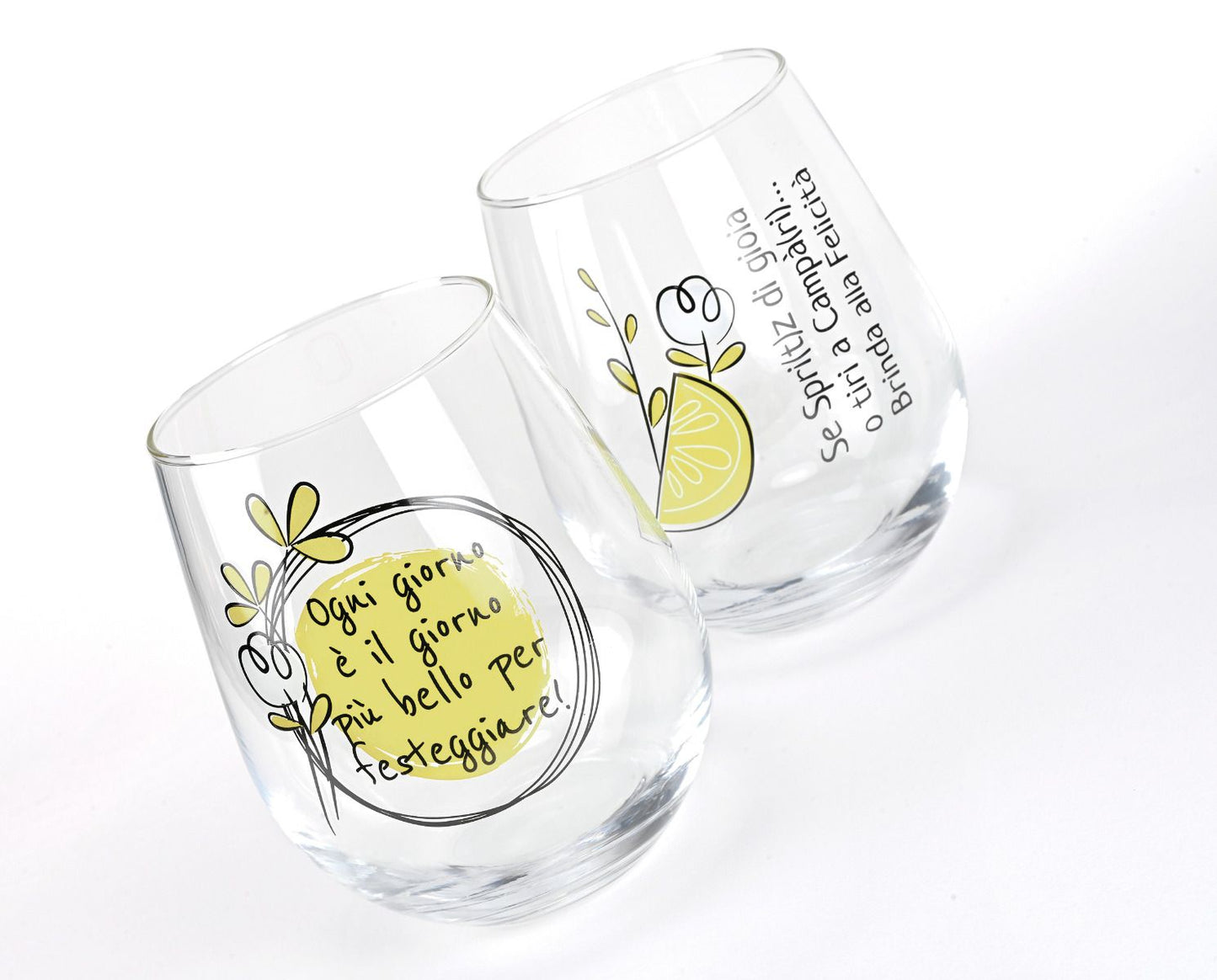 SET 6 BICCHIERI IN VETRO CON DECORO OGNI GIORNO PIENO WALD