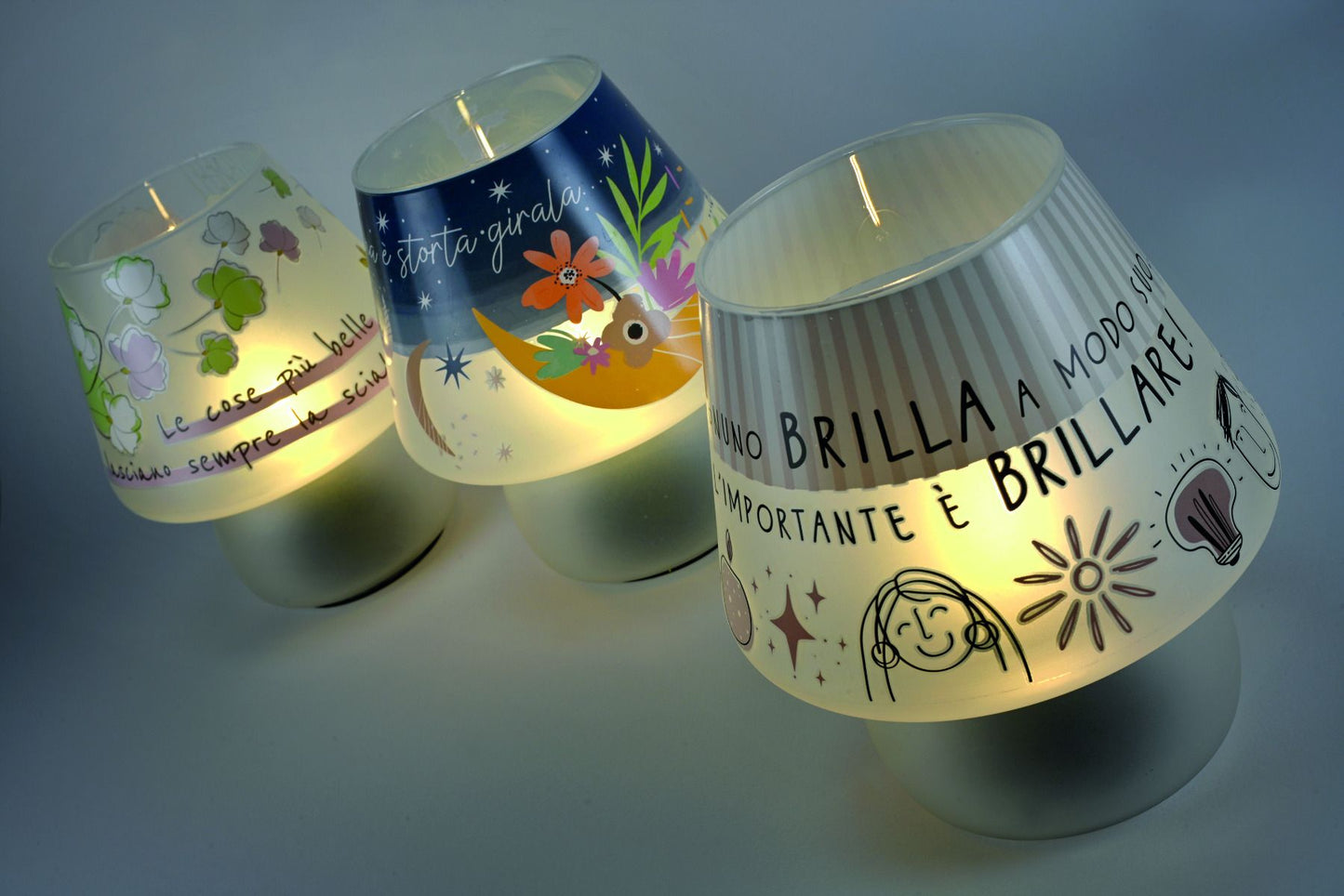 LAMPADA IN VETRO A BATTERIA CON  LED INCLUSO DECORO RISI E SORRISI WALD