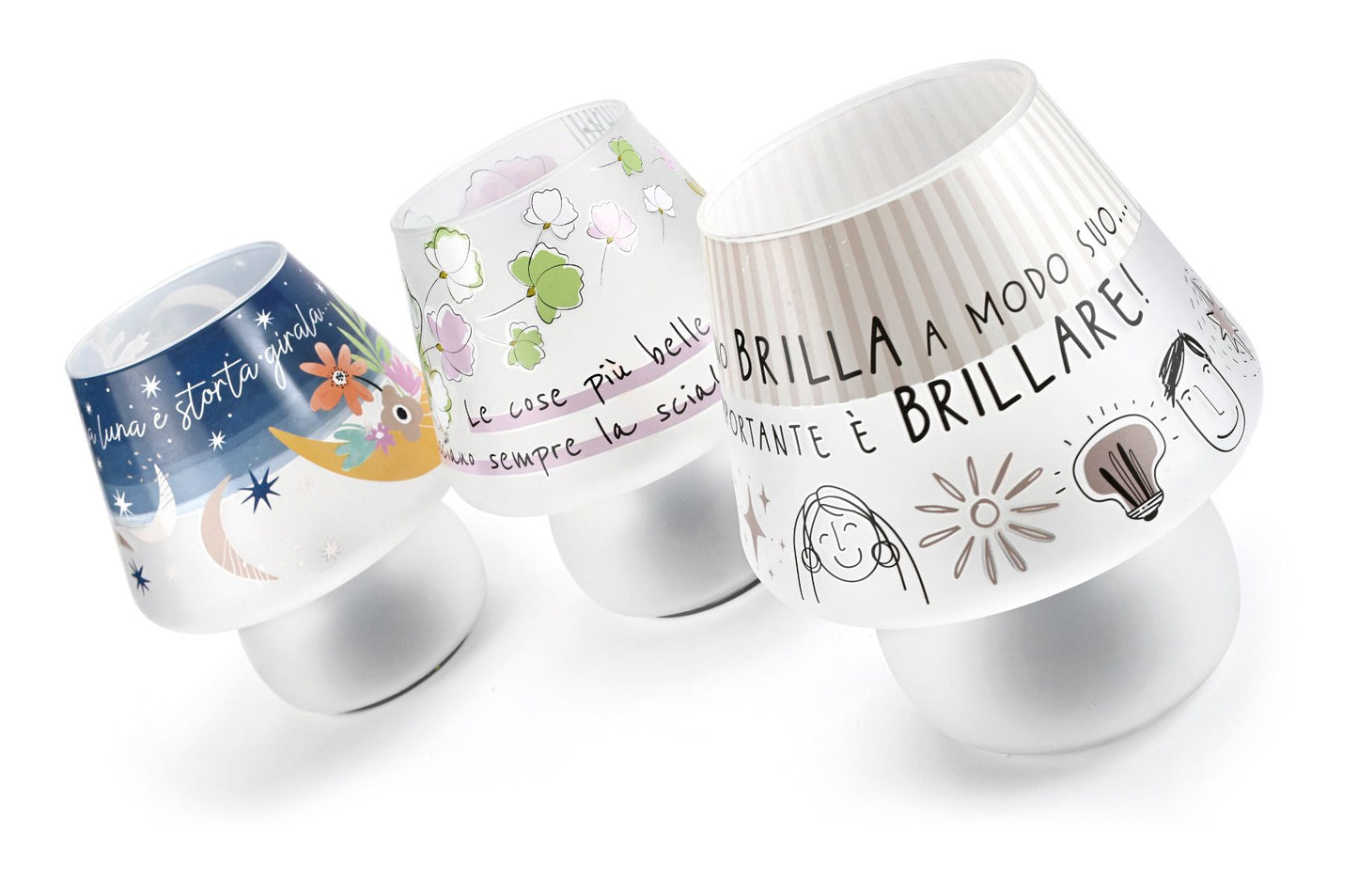 LAMPADA IN VETRO A BATTERIA CON  LED INCLUSO DECORO RISI E SORRISI WALD