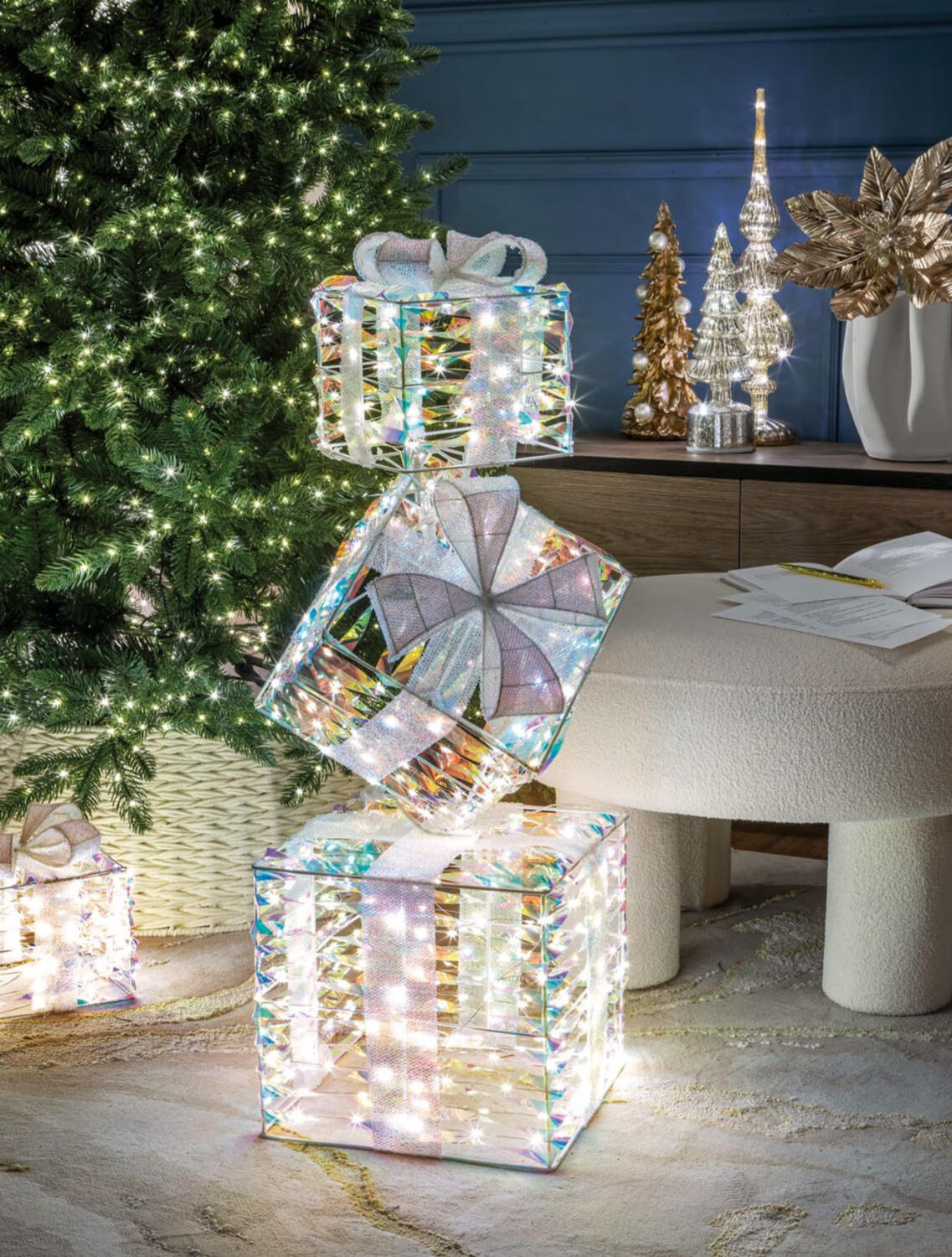 COMPOSIZIONE 3 PACCHI CON 350 LED COLLEZIONE REGALI IN FESTA L'OCA NERA