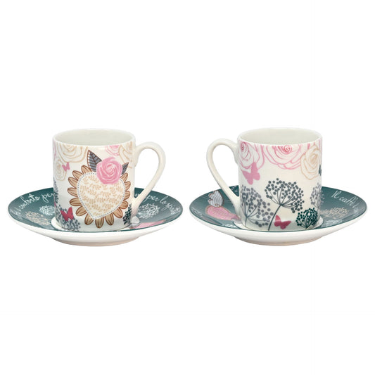 SET 2 TAZZE ESPRESSO CON  DECORO SOFFIO WALD