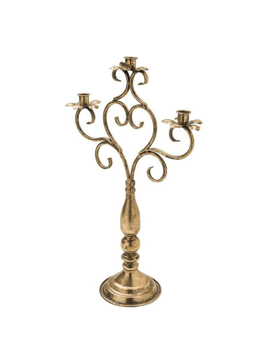 Candelabro 3 fiamme in metallo color champagne | Brandani