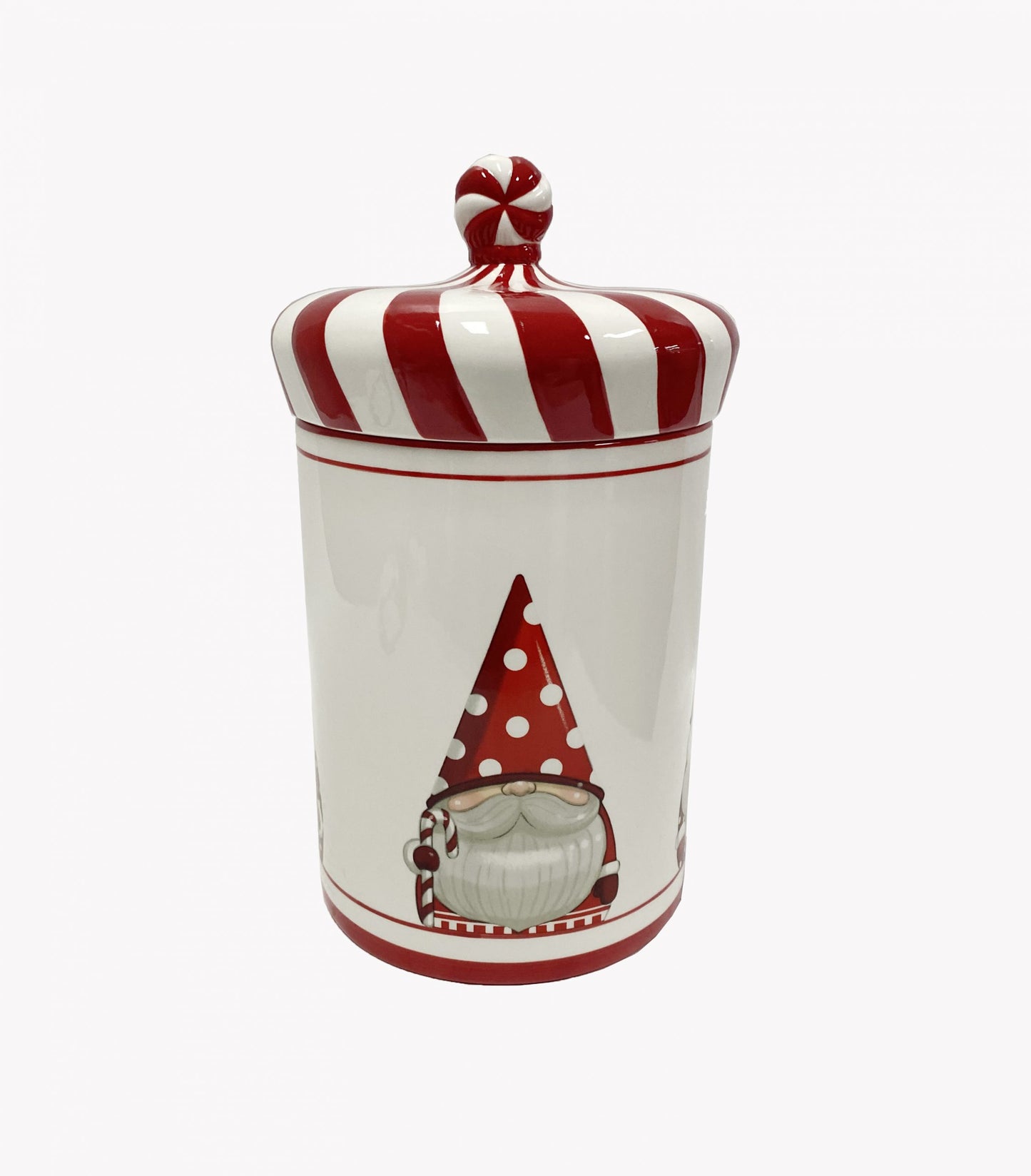 Barattolo Natalizio con Coperchio di ElleGift – Decorazione con Gnomo Rosso e Bianco