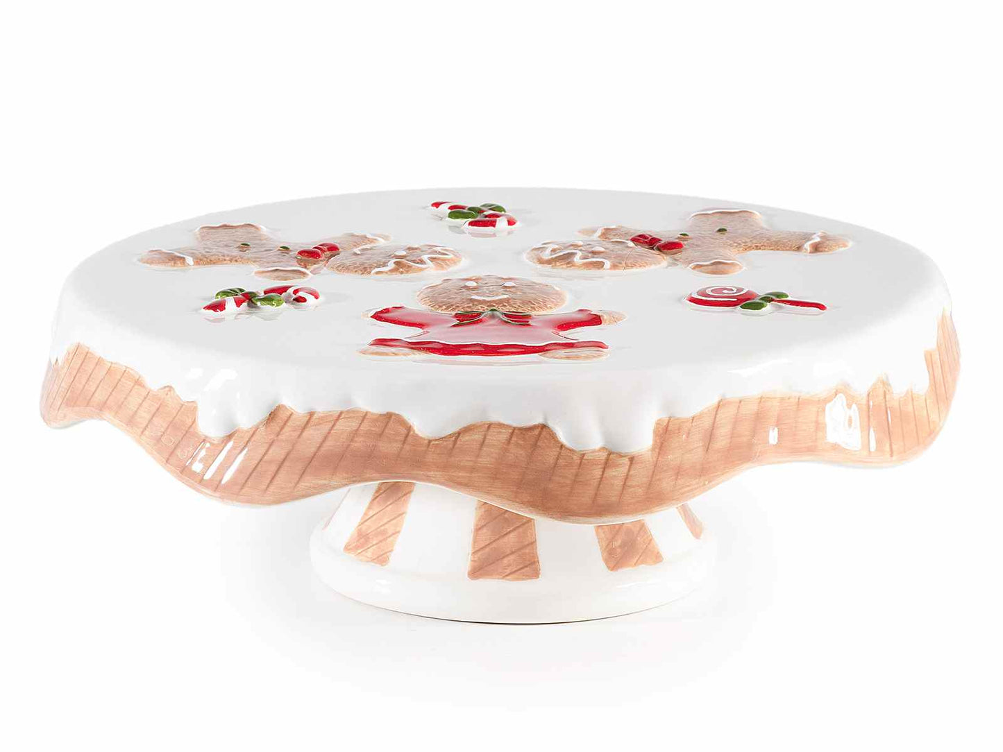 Alzatina in ceramica con decorazioni natalizie in rilievo