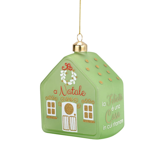 DECORO NATALIZIO IN VETRO CASETTA LA FELICITA' WALD