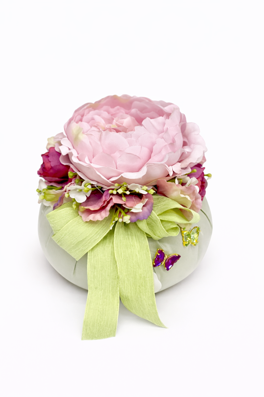 Fiori di Lena - Pouf Profumato con Peonia, Ortensie e Doppia Farfalla Decorativa