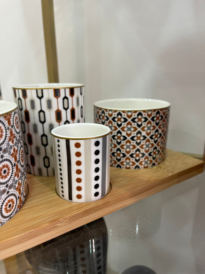 Set Aperitivo in Ceramica con Vassoio in Bamboo - Collezione Geoethnic di Easy Life
