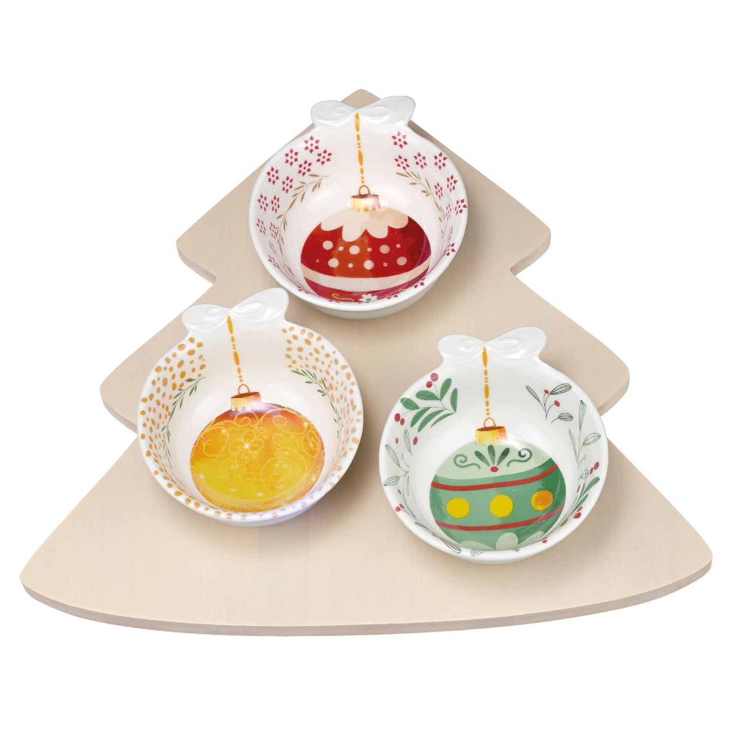 VASSOIO BAMBOO ALBERO DI NATALE  CON 3 BOLI DECORO PAESAGGI WALD