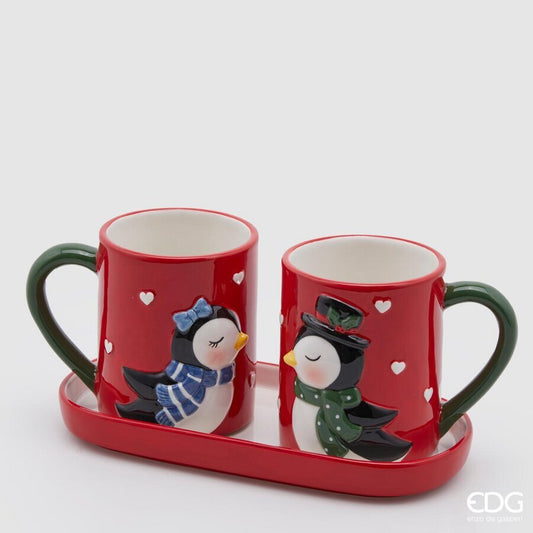Set tazze con vassoio bacio pinguini di EDG