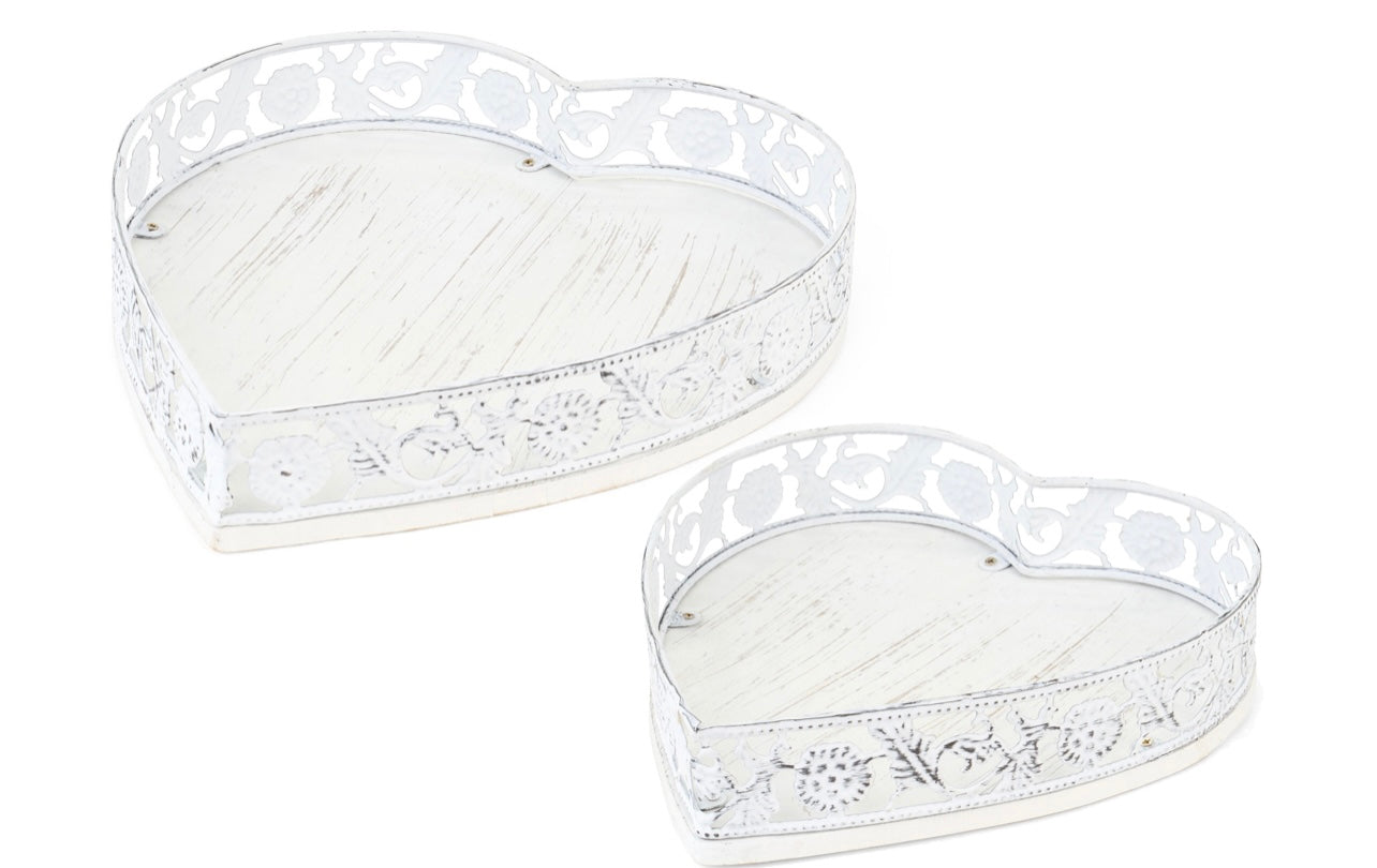 Vassoio Cuore in Ferro con Base in Legno Sweet Bear – Nuvole di Stoffa