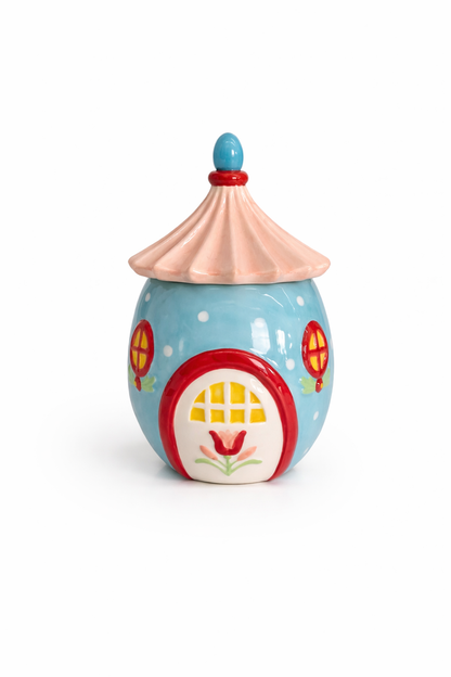 EDG - Barattolo Decorativo Casetta in Ceramica H 20 cm