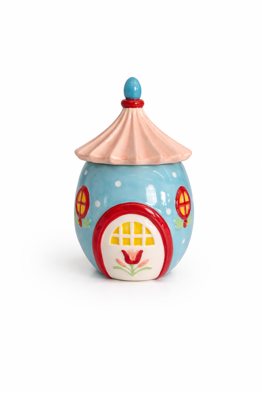 EDG - Barattolo Decorativo Casetta in Ceramica H 20 cm