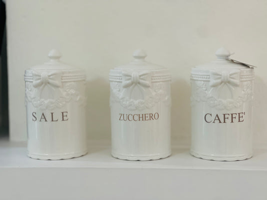 Set 3 barattoli in ceramica bianca |L’Arte di Nacchi