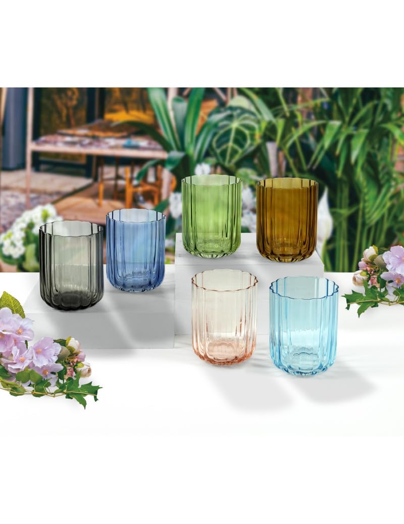 Set Bicchieri Calliope Brandani - 6 Bicchieri in Vetro Colorato ed Elegante