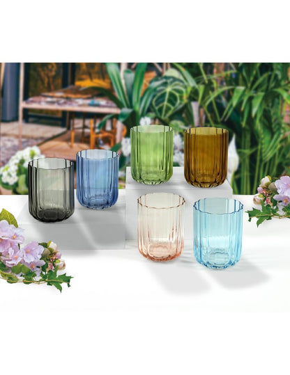 Set Bicchieri Calliope Brandani - 6 Bicchieri in Vetro Colorato ed Elegante