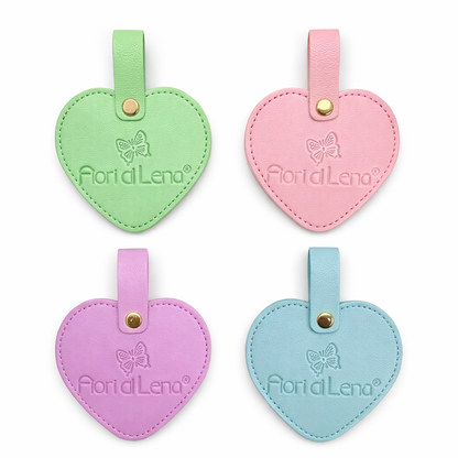 Specchietto da borsa cuore con custodia – Fiori di Lena