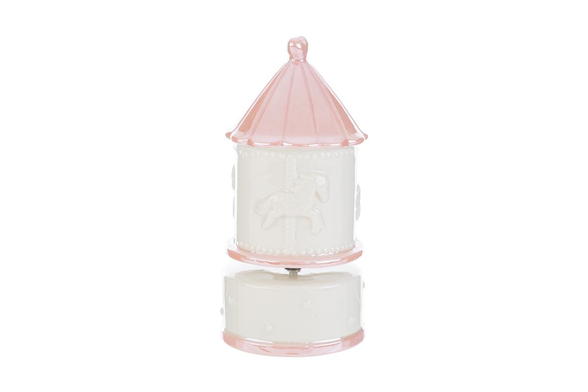 Carillon giostrina in porcellana rosa con astuccio –  Le Stelle