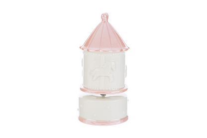 Carillon giostrina in porcellana rosa con astuccio –  Le Stelle