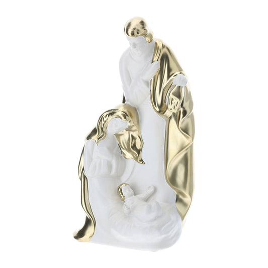 Hervit Sacra Famiglia in Gres Bianco e Oro – 26 cm