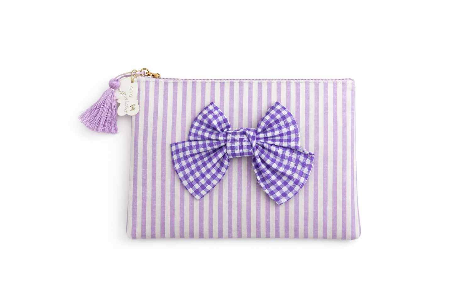 Pochette con zip e fiocco in tessuto – Fiori di Lena