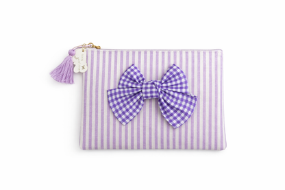 Pochette con zip e fiocco in tessuto – Fiori di Lena
