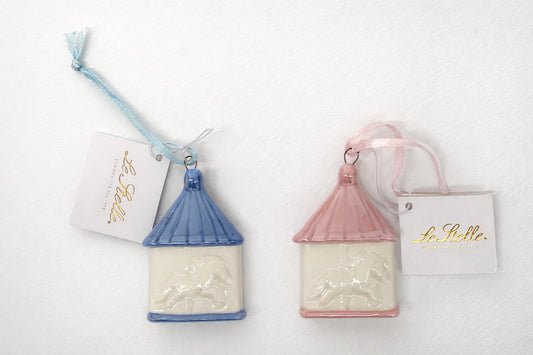 Calamita appendino in ceramica Le Stelle – giostrina cavallini rosa/azzurro