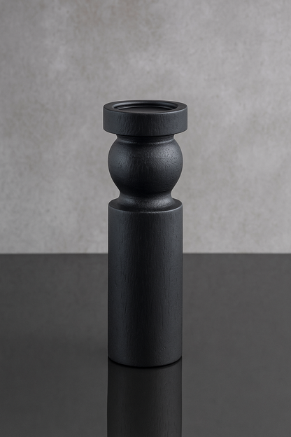 Portacandele moderno in legno nero H 30 cm