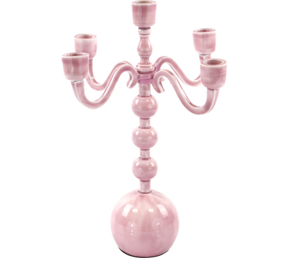 Candelabro Rosa 5 Fiamme in Ferro Smaltato – Design Elegante