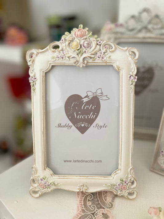 Portafoto Shabby Chic in Resina con Rose | L’Arte di Nacchi