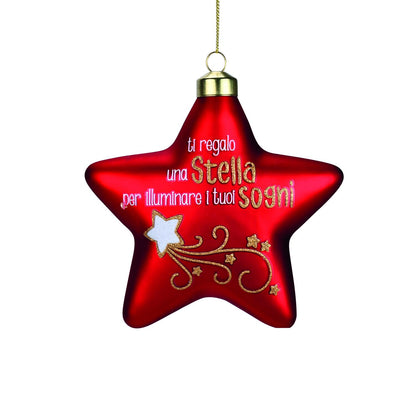 Stella in Vetro Wald “Ti regalo una stella” – Addobbo Natalizio Rosso