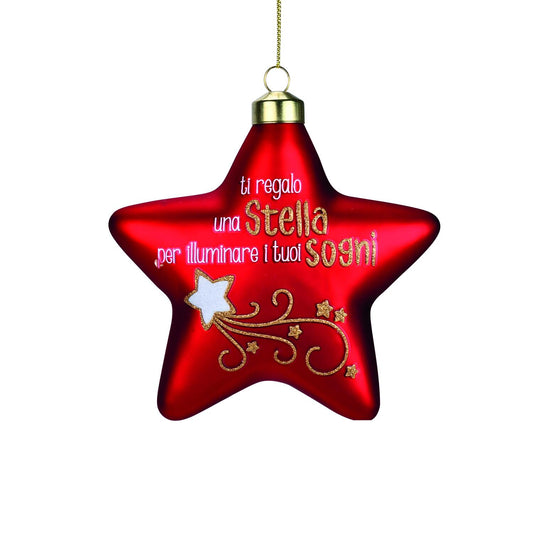 Stella in Vetro Wald “Ti regalo una stella” – Addobbo Natalizio Rosso