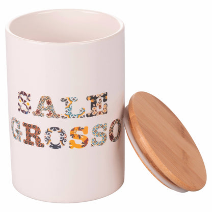 Barattolo sale grosso in gres con coperchio bambù - VdE Tivoli