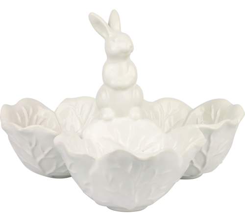 Hoff-Interieur Antipastiera con coniglio in ceramica bianca 20 cm