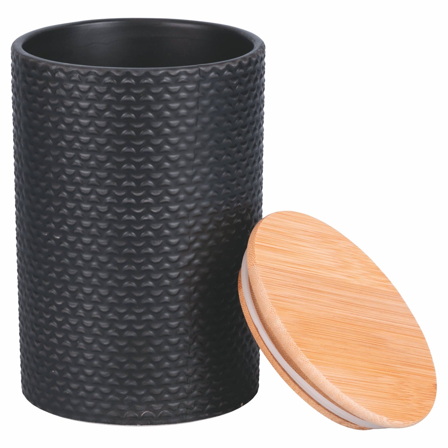 Set 3 barattoli cucina in gres Circle con coperchio bambù - VdE Tivoli