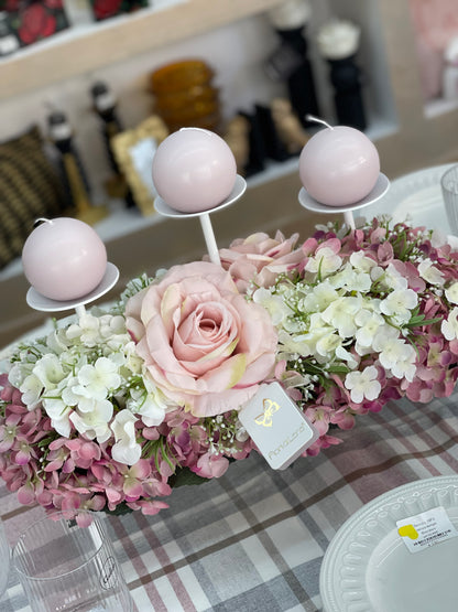 Centrotavola  con candele di FIORI DI LENA