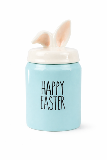 Hoff-Interieur Barattolo pasquale con coperchio orecchie di coniglio Happy Easter