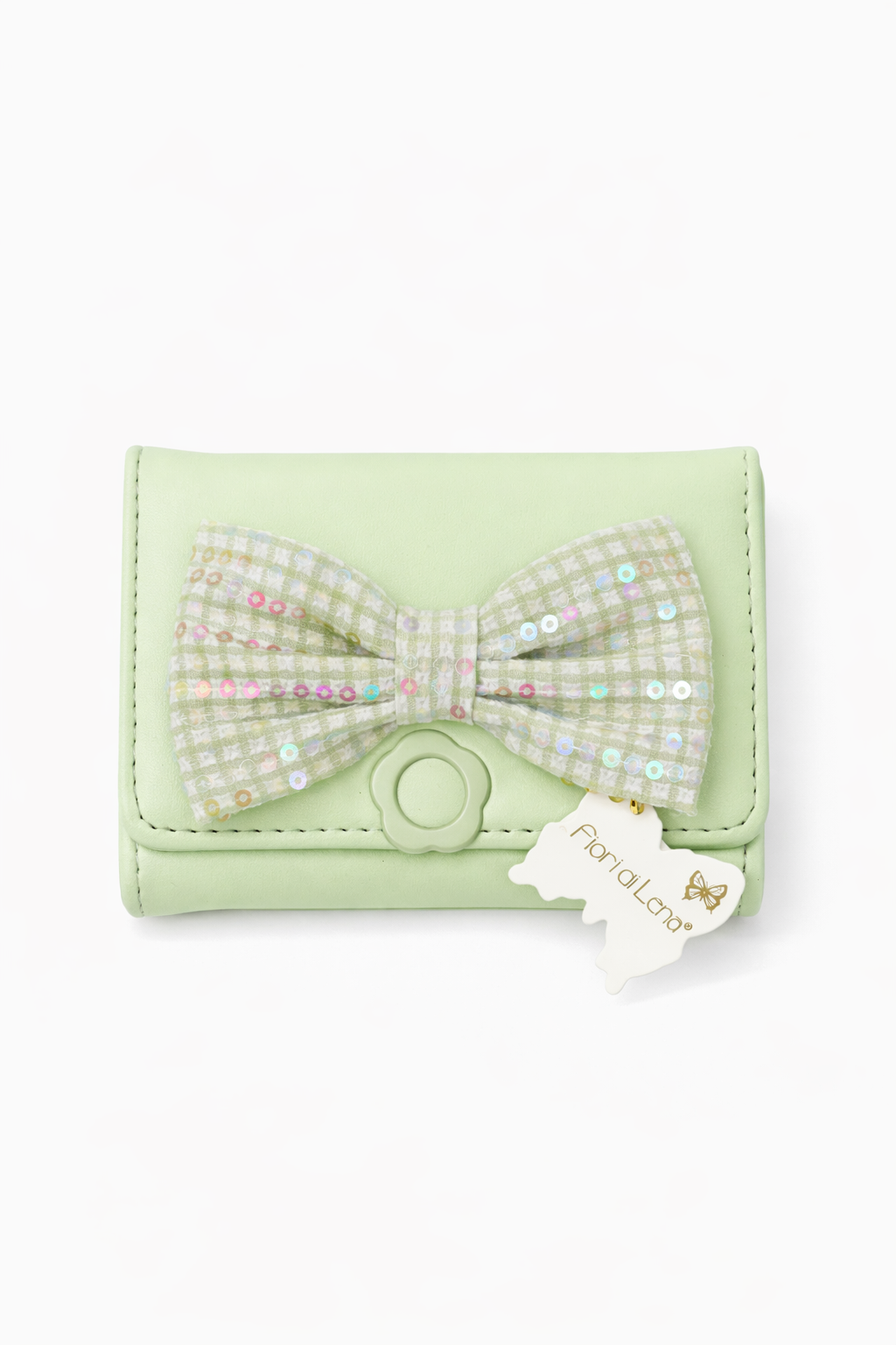 Portafoglio compatto con fiocco decorativo – Fiori di Lena
