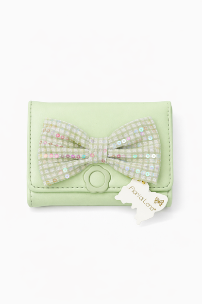 Portafoglio compatto con fiocco decorativo – Fiori di Lena
