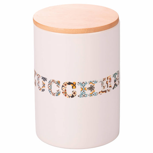 Barattolo zucchero in gres con coperchio bambù - VdE Tivoli