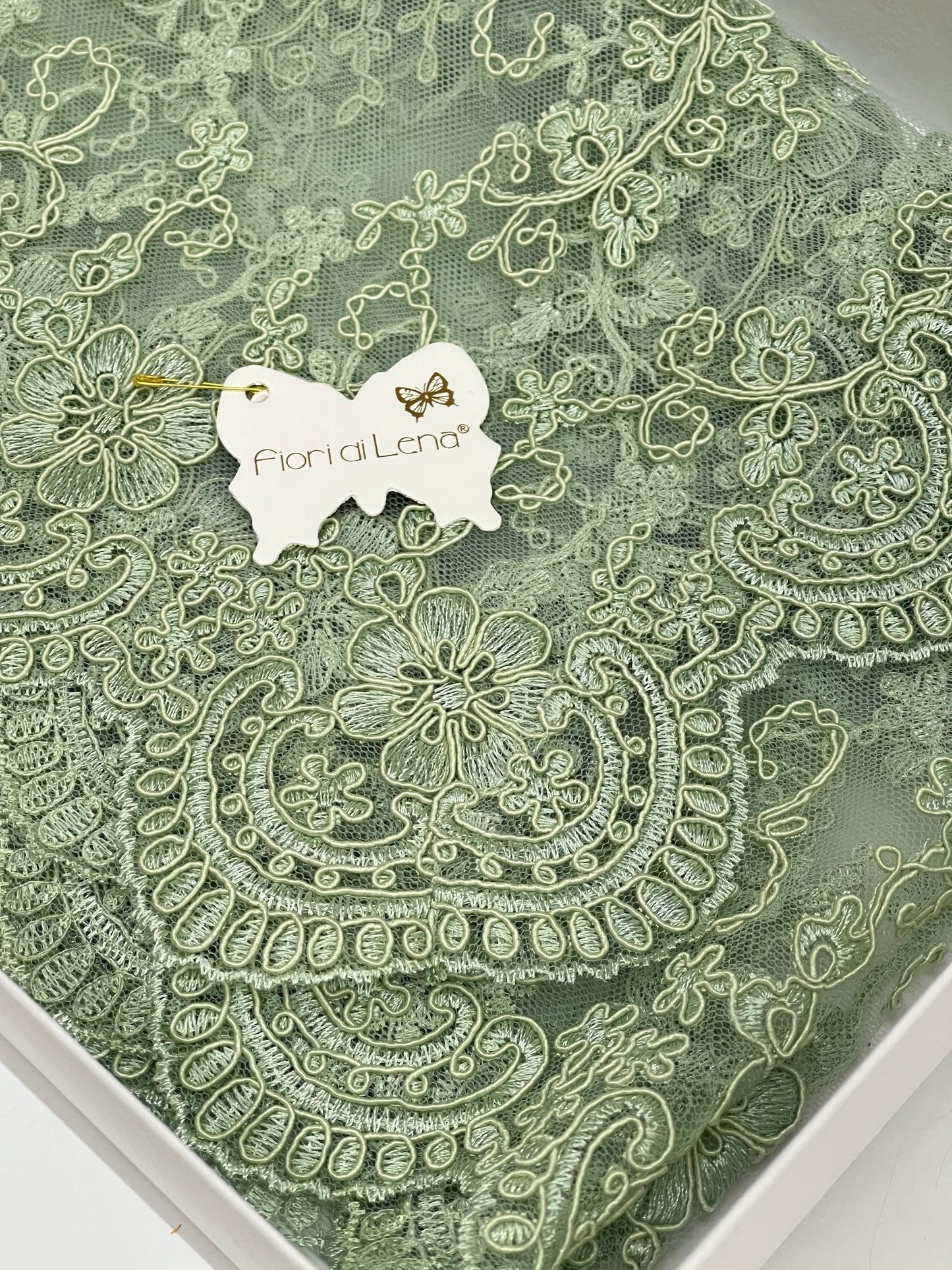 Fiori di Lena Runner in Pizzo colorato su Tulle 117x43 cm