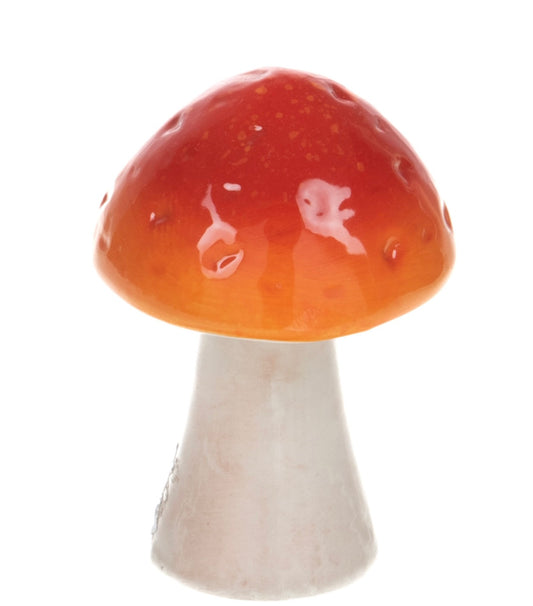 Fungo decorativo in ceramica arancione – H14 cm
