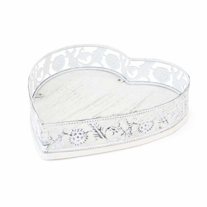 Vassoio Cuore in Ferro con Base in Legno Sweet Bear – Nuvole di Stoffa